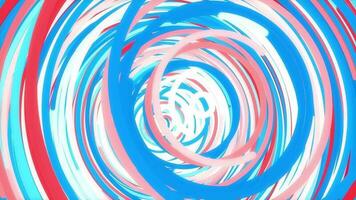 White red blue color rounds energetic action creative background. Circular colorful installation attractive backdrop. Multi-colored circles overlap impressive design. video