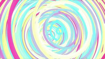 Pink blue yellow color rounds energetic action creative background. Circular colorful installation attractive backdrop. Multi-colored circles overlap impressive design. video