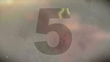 Number Five Heading with Electric Current Effect and Light Leaks against Grey Textured Background video