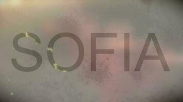 Name Sofia against Heading with Electric Current Effect and Light Leaks against Grey Textured Background video