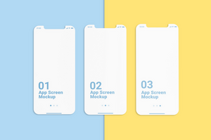 Smartphone frame less blank screen. Smartphone from different angles. Mockup generic device. UI UX smartphones set. Template for infographics or presentation 3D realistic rendering phones isolated. psd