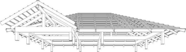 3D illustration of building structure vector