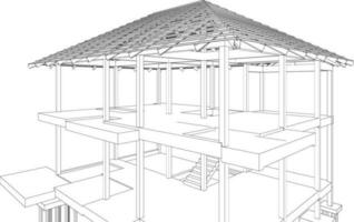 3D illustration of building structure vector