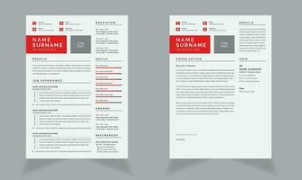 Profile Resume Layout Red Color CV Design Template vector