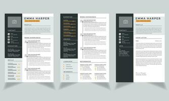 Resume for Designers Cv Template with Dark Sidebar vector