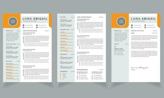 Resume and Cover Letter Layout with Yellow Color Design Template vector