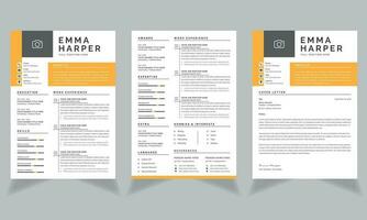 Orange Resume Template with Cv Design Vector