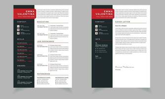 Profile Resume Template Red Color Vector Design