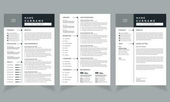 Resume Layout Set with Black Header Cv Template vector