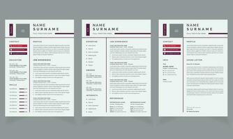 Minimal Resume and Cover Letter and Cv Page Set vector