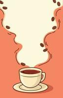 A Cup of Coffee with Smoke Space and Beans vector