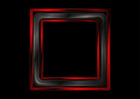 Red and black glossy square frame abstract background vector