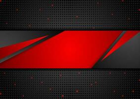 Red and black technology background with paper banner design vector