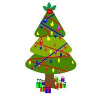 Christmas tree with Gift Box And Light Clipartvector vector