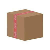 Cardboard box mockup isolated on white background. Shipping box layout, vector
