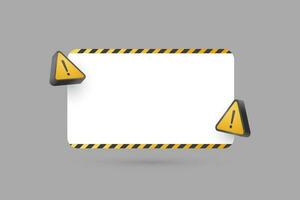 3d blank white warning sign Notification page element banner design vector