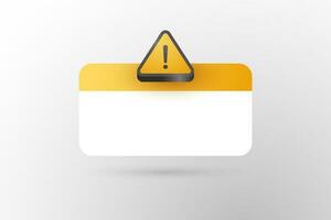 3d blank white warning sign Notification page element banner design vector