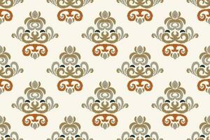 Ikat Damask Paisley Embroidery Background. Ikat Flowers Geometric Ethnic Oriental Pattern Traditional. Ikat Aztec Style Abstract Design for Print Texture,fabric,saree,sari,carpet. vector