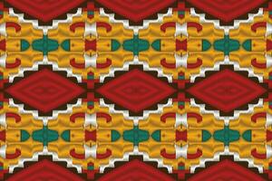 Ikat Damask Paisley Embroidery Background. Ikat Seamless Pattern Geometric Ethnic Oriental Pattern traditional.aztec Style Abstract Vector design for Texture,fabric,clothing,wrapping,sarong.