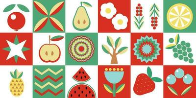 Vector background abstraction in Scandinavian style geometric shapes berries fruits flowers Vector EPS10