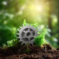 grass and gears created using photo