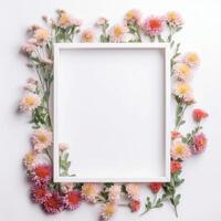 framework for photo or congratulation with flowers created using