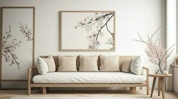 moderno vivo habitación con sofá creado utilizando generativo ai foto