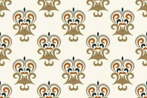 Ikat Floral Paisley Embroidery Background. Ikat Prints Geometric Ethnic Oriental Pattern Traditional. Ikat Aztec Style Abstract Design for Print Texture,fabric,saree,sari,carpet. vector