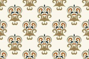 Ikat Floral Paisley Embroidery Background. Ikat Prints Geometric Ethnic Oriental Pattern Traditional. Ikat Aztec Style Abstract Design for Print Texture,fabric,saree,sari,carpet. vector