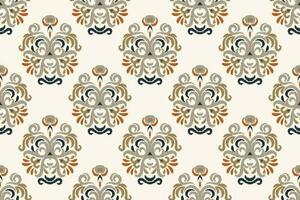 Motif Ikat Paisley Embroidery Background. Ikat Flower Geometric Ethnic Oriental Pattern Traditional. Ikat Aztec Style Abstract Design for Print Texture,fabric,saree,sari,carpet. vector