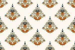 Ikat Floral Paisley Embroidery Background. Ikat Triangle Geometric Ethnic Oriental Pattern Traditional. Ikat Aztec Style Abstract Design for Print Texture,fabric,saree,sari,carpet. vector