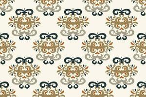Ikat Damask Paisley Embroidery Background. Ikat Seamless Geometric Ethnic Oriental Pattern Traditional. Ikat Aztec Style Abstract Design for Print Texture,fabric,saree,sari,carpet. vector