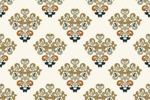 Ikat Damask Paisley Embroidery Background. Ikat Triangle Geometric Ethnic Oriental Pattern Traditional. Ikat Aztec Style Abstract Design for Print Texture,fabric,saree,sari,carpet. vector
