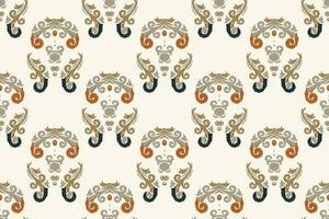 Ikat Floral Paisley Embroidery Background. Ikat Aztec Geometric Ethnic Oriental Pattern Traditional. Ikat Aztec Style Abstract Design for Print Texture,fabric,saree,sari,carpet. vector