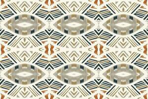 Ikat Damask Paisley Embroidery Background. Ikat Damask Geometric Ethnic Oriental Pattern traditional.aztec Style Abstract Vector illustration.design for Texture,fabric,clothing,wrapping,sarong.