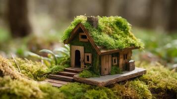 bird house in the forest created using photo