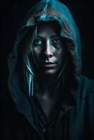 portrait of a woman in a Halloween night created using photo