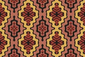 Ikat Damask Paisley Embroidery Background. Ikat Frame Geometric Ethnic Oriental Pattern traditional.aztec Style Abstract Vector illustration.design for Texture,fabric,clothing,wrapping,sarong.