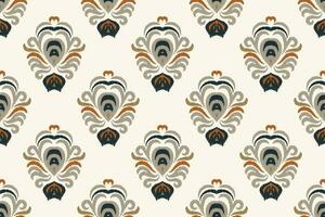 Ikat Damask Paisley Embroidery Background. Ikat Fabric Geometric Ethnic Oriental Pattern Traditional. Ikat Aztec Style Abstract Design for Print Texture,fabric,saree,sari,carpet. vector