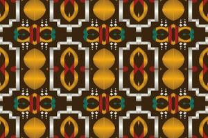 Ikat Damask Paisley Embroidery Background. Ikat Frame Geometric Ethnic Oriental Pattern traditional.aztec Style Abstract Vector illustration.design for Texture,fabric,clothing,wrapping,sarong.