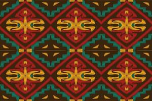 Ikat Damask Paisley Embroidery Background. Ikat Damask Geometric Ethnic Oriental Pattern traditional.aztec Style Abstract Vector illustration.design for Texture,fabric,clothing,wrapping,sarong.