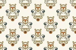 Ikat Damask Paisley Embroidery Background. Ikat Stripe Geometric Ethnic Oriental Pattern traditional.aztec Style Abstract Vector illustration.design for Texture,fabric,clothing,wrapping,sarong.