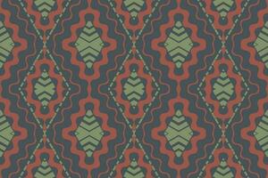 Ikat Damask Paisley Embroidery Background. Ikat Triangle Geometric Ethnic Oriental Pattern traditional.aztec Style Abstract Vector illustration.design for Texture,fabric,clothing,wrapping,sarong.