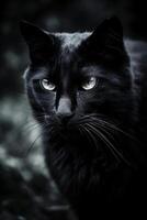 black cat portrait created using Generative AI photo