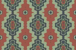 Ikat Damask Paisley Embroidery Background. Ikat Seamless Pattern Geometric Ethnic Oriental Pattern traditional.aztec Style Abstract Vector design for Texture,fabric,clothing,wrapping,sarong.