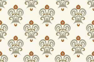 Ikat Floral Paisley Embroidery Background. Ikat Print Geometric Ethnic Oriental Pattern Traditional. Ikat Aztec Style Abstract Design for Print Texture,fabric,saree,sari,carpet. vector