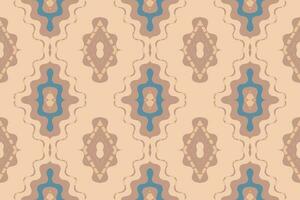 Ikat Damask Paisley Embroidery Background. Ikat Print Geometric Ethnic Oriental Pattern traditional.aztec Style Abstract Vector illustration.design for Texture,fabric,clothing,wrapping,sarong.