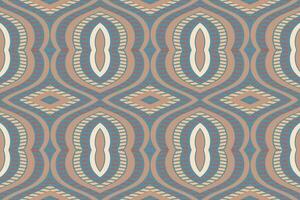 Ikat Damask Paisley Embroidery Background. Ikat Print Geometric Ethnic Oriental Pattern traditional.aztec Style Abstract Vector illustration.design for Texture,fabric,clothing,wrapping,sarong.