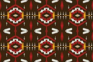 Ikat Floral Paisley Embroidery Background. Ikat Pattern Geometric Ethnic Oriental Pattern traditional.aztec Style Abstract Vector illustration.design for Texture,fabric,clothing,wrapping,sarong.