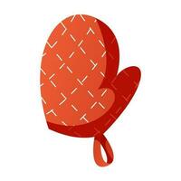 Homemade cooking red patholder oven mitt, glove. Kitchen bakery stuff, process of baking. Baking, bakery shop, cooking, sweet products, dessert for poster, banner, menu, cover, advertising vector